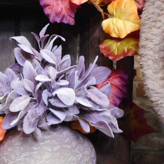 Artificial Lambs Ears Short Stem Burgundy Artificial Greenery